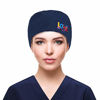 Picture of QBA Adjustable Working Cap with Button, Cotton Working Hat Sweatband, Elastic Bandage Tie Back Hats for Women & Men, One Size (Navy with Love)