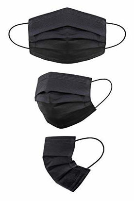 Picture of Disposable Face Masks - Pack of 50 - Black Safety Masks - 3 Layers Protection - Breathable/Comfortable/Adjustable