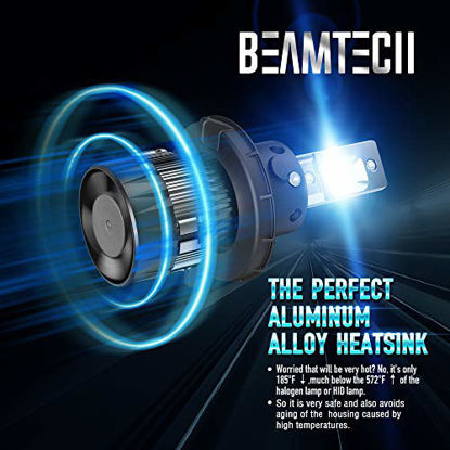 Picture of BEAMTECH H13 LED Bulbs,6500K Extremely Super Bright 9008 30mm Heatsink Base CSP Chips Conversion Kit,Xenon White Small Size Low Fog Light