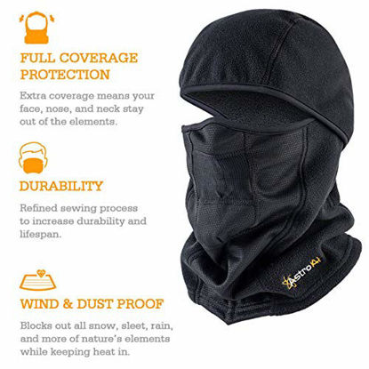 Picture of AstroAI Balaclava 2 Pack Ski Mask Winter Face Mask for Cold Weather Windproof Breathable for Men Women Skiing Snowboarding & Motorcycle Riding, Black