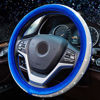 Picture of Alusbell Crystal Diamond Steering Wheel Cover Soft Velvet Feel Bling Steering Wheel Cover for Women Universal 15 inch Plush Wheel Cover for Escape Fusion Focus Accord Prius Rav4 Sapphire Blue