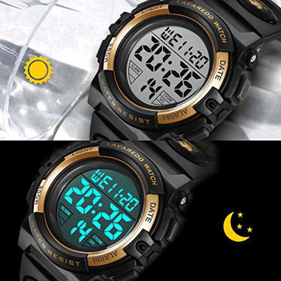 Picture of Kids Watch,Boys Watch for 6-15 Year Old Boys,Digital Sport Outdoor Multifunctional Chronograph LED 50 M Waterproof Alarm Calendar Analog Watch for Children with Silicone Band