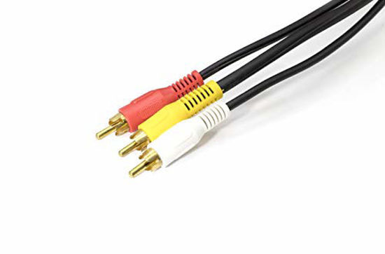 Picture of 50 ft RWY RCA Composite Video Cable - (Red-White-Yellow) Composite Cable - DIRECTV, Satellite Dish, Comcast, VCR (VHS), with Gold Plated Connectors - 50 Feet