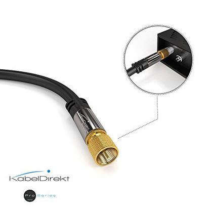 Picture of KabelDirekt - 25 feet 75 Ohm HDTV SAT, TV Cable, 90° Angled, Male F-Type Connector to Straight Male F-Type Coaxial Cable for TV, HDTV, Radio, DVB-T2, DVB-C, DVB-S - Pro Series