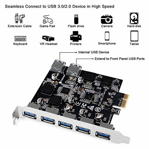 Getuscart Febsmart Ports Usb Superspeed Gbps Pci Express Pcie Expansion Card For