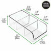 Picture of mDesign Plastic Food Storage Bin with Divided 3 Compartments and Sloped Front for Kitchen Cabinet, Pantry, Shelf to Organize Seasoning Packets, Powder Mixes, Spices, Snacks, 2 Pack - Clear