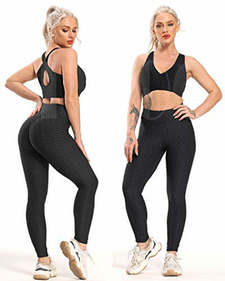 Women's High Waisted Yoga Pants Tummy Control Booty Leggings Workout  Running Butt Lift Tights, Black, Medium