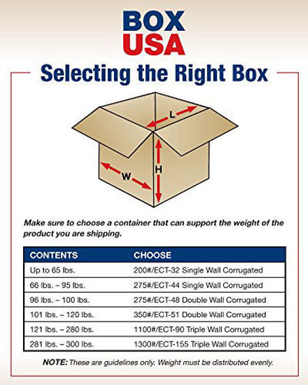 Picture of BOX USA 25 Pack of Flat Corrugated Cardboard Boxes, 15" L x 15" W x 6" H, Kraft, Shipping, Packing and Moving