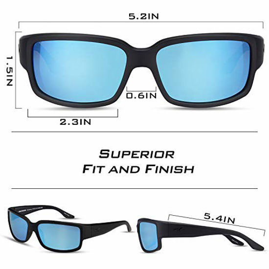GetUSCart- KastKing Skidaway Polarized Sport Sunglasses for Men and Women,  Matte Blackout Frame, Smoke Base Ice Mirror