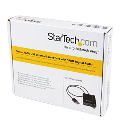 Picture of StarTech.com USB Sound Card w/ SPDIF Digital Audio & Stereo Mic - External Sound Card for Laptop or PC - SPDIF Output (ICUSBAUDIO2D),Black