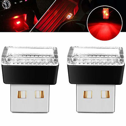 Picture of BukNikis USB Car LED Atmosphere Lights Mini LED Ambient Kit Car Accessories Lighting Universal (Red, 2 PCS)