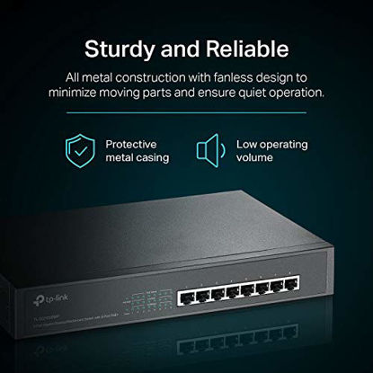 Picture of TP-Link 8 Port Gigabit PoE Switch; 8 PoE+ Ports @126W; Plug & Play; Limited Lifetime Protection; Desktop/ Rackmount; Prioritized Power Supply; Sturdy Metal; Shielded Ports (TL-SG1008MP)
