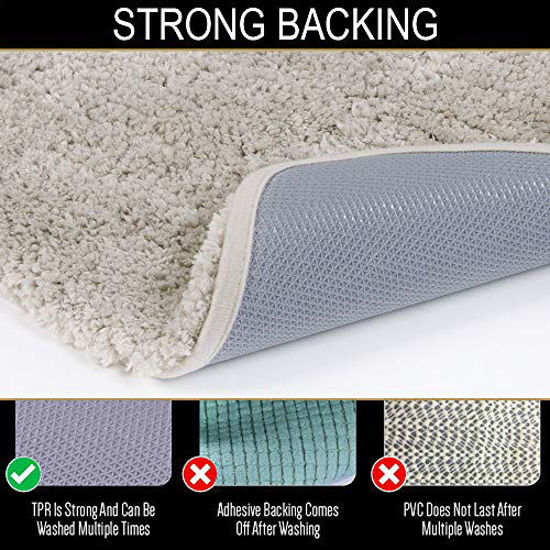 Picture of Walensee Bathroom Rug Non Slip Bath Mat for Bathroom (16 x 24, Light Tan) Water Absorbent Soft Microfiber Shaggy Bathroom Mat Machine Washable Bath Rug for Bathroom Thick Plush Rugs for Shower