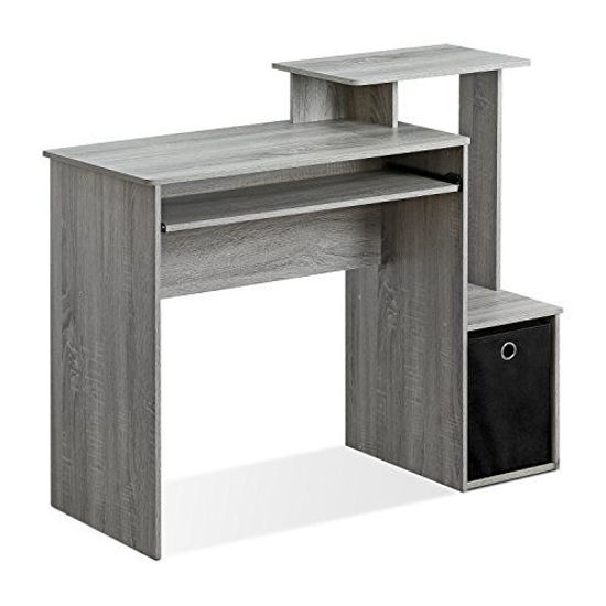 Picture of FURINNO Econ Multipurpose Home Office Computer Writing Desk, French Oak Grey & Andrey End Table Nightstand with Bin Drawer, 1-Pack, French Oak Grey