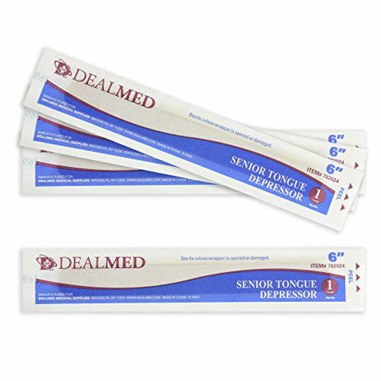 Dealmed Tongue Depressors Wood, Sterile Senior, 6 inch, 100/bx, Brown