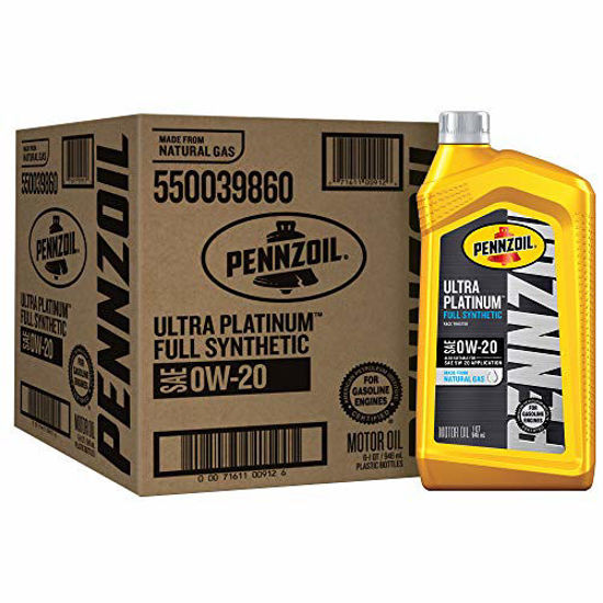 Picture of Pennzoil Ultra Platinum Full Synthetic 0W-20 Motor Oil (1-Quart, Case of 6) (550039860-6PK)