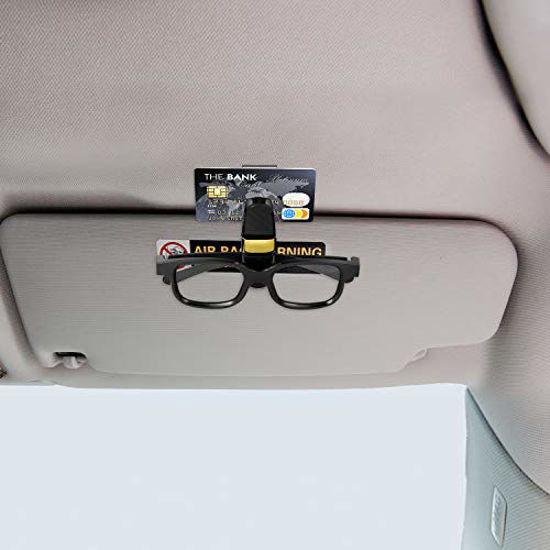 Picture of Boao 4 Packs Glasses Holders for Car Sun Visor, Sunglasses Holder Clip Hanger Eyeglasses Mount, Double-Ends Clip and 180 Degree Rotational Car Glasses Holder with Ticket Card Clip (Gold)