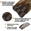 Picture of GOO GOO 120g Clip in Hair Extensions Ombre Chocolate Brown Fading to Dirty Blonde Real Remy Human Hair Extensions Clip in Double Weft Hair Extensions 7 Pieces 22 inch