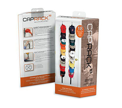 Picture of Perfect Curve CapRack18 Over-The-Door Cap Organizer, Two Straps, Holds Up To 18 Caps, Black
