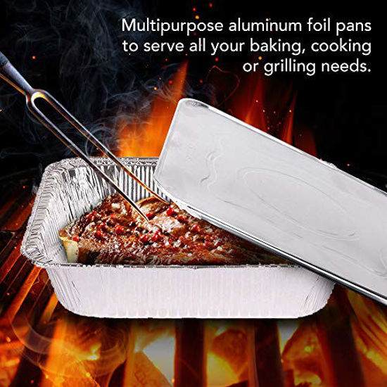 Disposable 21 x 13 Full Size Deep Aluminum Roasting Pans with Lids Foil  10pc