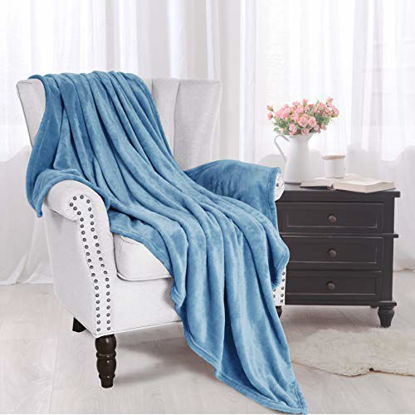 Picture of Exclusivo Mezcla Flannel Fleece Velvet Plush Soft Throw Blanket - 50" x 60" ( Slate Blue)