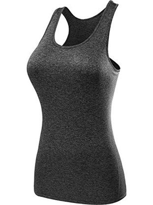 Picture of Neleus Women's 3 Pack Compression Athletic Dry Fit Long Tank Top,Black,Grey,Blue,US XS,EUR S