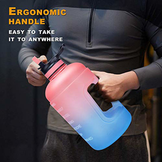 Water Bottle with Straw & Time Marker, Wide Mouth Leakproof BPA Free Sports  Motivational Water Jug with Measurements to Ensure You Drink Enough Water 