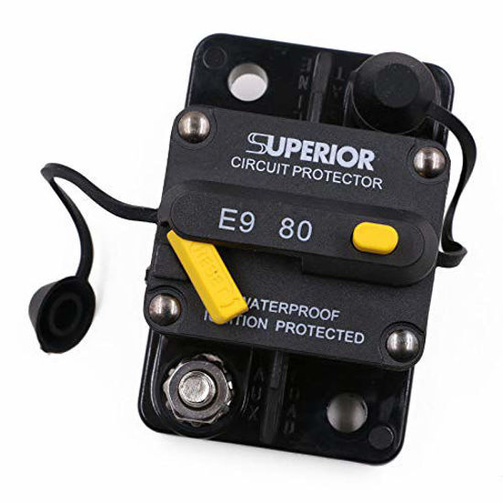 Picture of T Tocas 80 Amp Circuit Breaker Trolling with Manual Reset, 12V- 48V DC, Waterproof (80A)