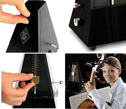 Picture of Tempi Metronome for Musicians (Plastic Black Grain Veneer) with with 2 Year Warranty, E-Book & 2 Months Free Music Lessons. Become a Better Musician!