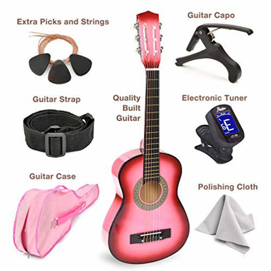 Picture of 30" Wood Guitar with Case and Accessories for Kids/Girls/Boys/Beginners (Pink Gradient)