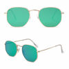 Picture of SOJOS Small Square Polarized Sunglasses for Men and Women Polygon Mirrored Lens SJ1072 with Gold Frame/Green Mirrored Lens