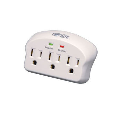 Picture of Tripp Lite 3 Outlet Portable Surge Protector Power Strip, Direct Plug In, & $5,000 INSURANCE (SK3-0)