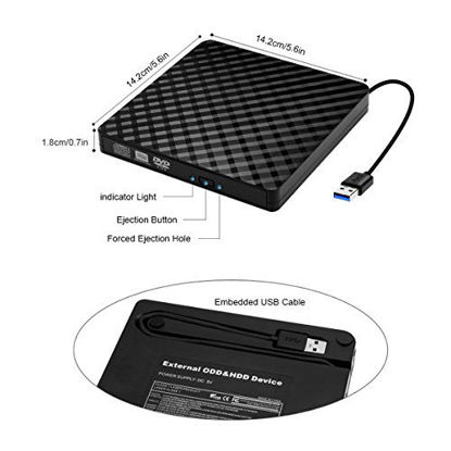 Picture of External CD Drive, BEVA Portable Slim USB 3.0 DVD CD Player Burner RW Writer, Copier, Reader for Laptop, Notebook, Desktop, Mac, Support Windows 7/8/ 10/ XP/Mac OS