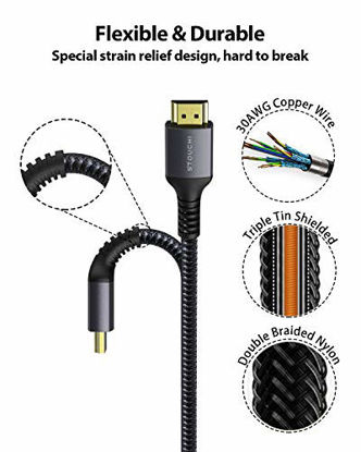 Picture of 8K HDMI 2.1 Cable 6ft, Stouchi Ultra HD 48Gbps High Speed 8K60 4K120 144Hz RTX 3090 eARC HDR10 4:4:4 HDCP 2.2&2.3 Dolby Compatible with Fire TV/Roku TV/Playstation 5/PS5/Xbox Series X/Samsung/Sony/LG