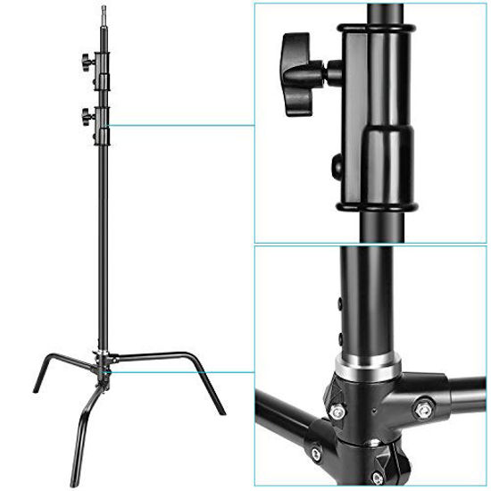 Picture of Neewer Photo Studio Heavy Duty 10 feet/3 Meters Adjustable C-Stand, 3.5 feet/1 Meter Holding Arm, 2 Pieces Grip Head for Video Reflector, Monolight and Other Photographic Equipment (Black)