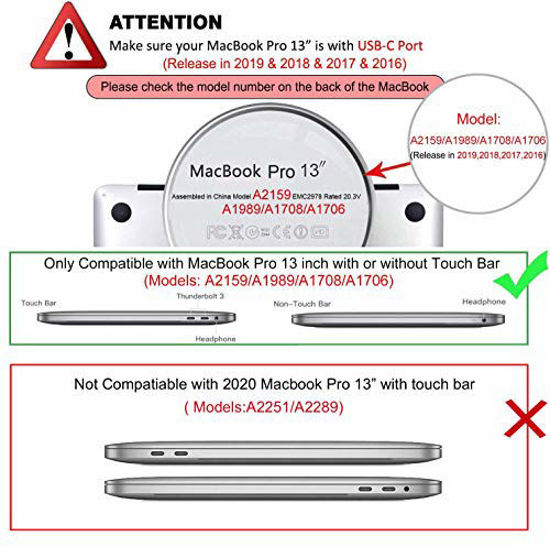 Picture of MOSISO Compatible with MacBook Pro 13 inch Case 2016-2020 Release A2338 M1 A2289 A2251 A2159 A1989 A1706 A1708, Plastic Hard Shell Case & Keyboard Cover Skin & Webcam Cover, Black