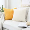 Picture of Home Brilliant Pillow Covers Super Soft Decorative Striped Corduroy Velvet Square Mustard Throw Pillows for Couch Sofa Cushion Covers Set of 2, 18x18 inch (45cm), Sunflower Yellow