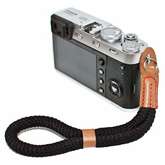 Picture of VKO Black Cotton Camera Hand Wrist Strap Compatible with Fujifilm X-T30 X-T4 X-T3 X-T20 X-T2 X70 X-Pro2 X-E3 X30 XQ2 X100F A6100 A6600 A6400 A6000 A6300 A6500 RXIR II Cameras Adjustable Safety Strap