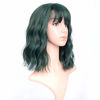 Picture of VCKOVCKO Short Bob Wigs Pastel Wavy Wig With Air Bangs Women's Shoulder Length Wigs Curly Wavy Synthetic Cosplay Wig Pastel Bob Wig for Girl Colorful Costume Wigs(12", Mix Green)