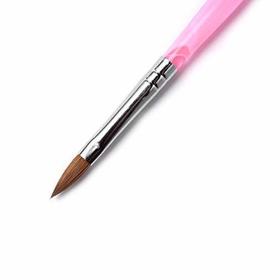 Picture of Rolabling Kolinsky Sable Brush Acrylic Nail Art Builder Brush Crystal Pink Nail Art Painting Brush (size 4#)