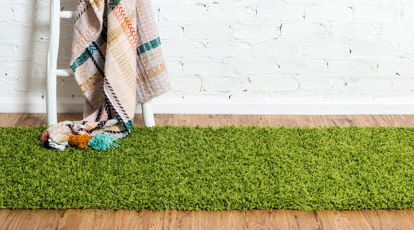 Picture of Unique Loom Solo Solid Shag Collection Modern Plush Grass Green Runner Rug (2' 6 x 19' 8)