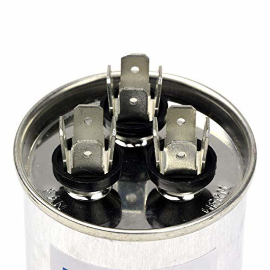 Picture of TEMCo 45+5 uf/MFD 370-440 VAC Volts Round Dual Run Capacitor 50/60 Hz AC Electric - Lot -1