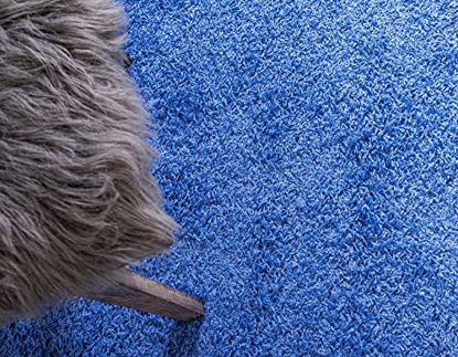 Picture of Unique Loom Solo Solid Shag Collection Modern Plush Periwinkle Blue Area Rug (8' 0 x 10' 0)
