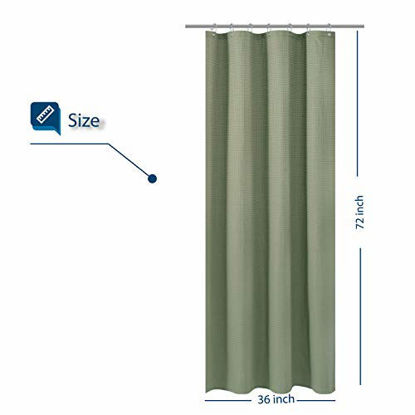 Picture of Stall Shower Curtain Fabric 36 x 72 inch, Waffle Weave, Spa, Hotel Luxury Spa, 230gsm Heavy Duty, Water Repellent, Sage Green Pique Pattern Decorative Bathroom Curtain, 36x72