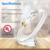 Picture of Maximm Cable 6 Feet 360° Rotating Flat Plug Extension Cord/Wire, 3 Prong Grounded Wire 16 Awg Power Cord - White