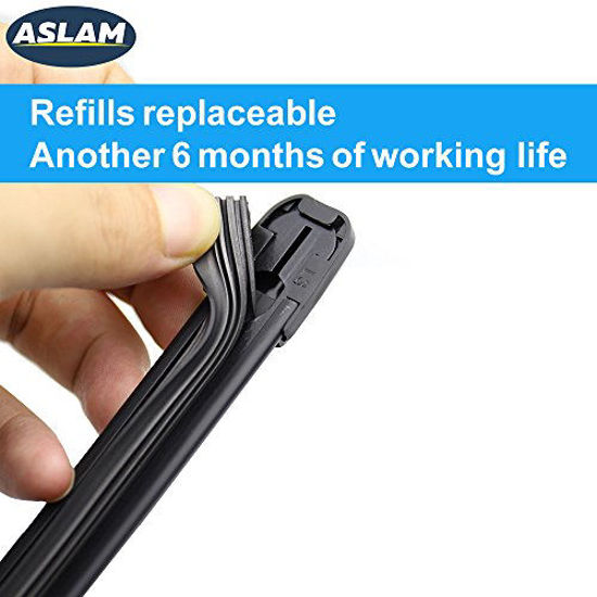 Picture of Windshield Wipers,ASLAM Type-G 21"+21" Wiper Blades:All-Season Blade for Original Equipment Replacement and Refills Replaceable,Double Service Life(set of 2)