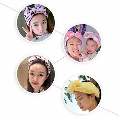 Shintop Women Fashion Lovely Soft Carol Fleece Bowknot Bow Makeup Cosmetic  Shower Elastic Hair Band Hairlace Headband (pink polka dots)