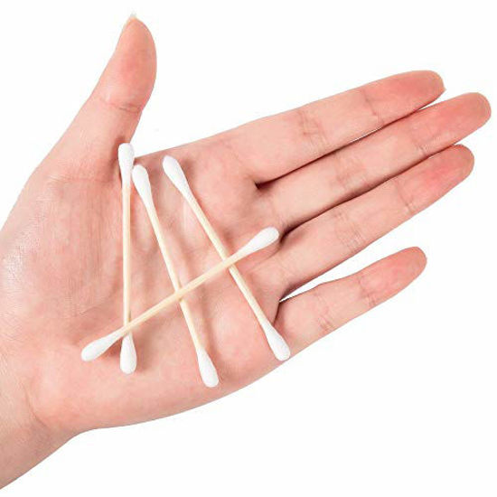 Picture of 500 Count Cotton Swabs with Strong Bamboo Sticks by Xumzee, Finest Quality and Pure Natural Cotton Heads, Biodegradable, Cruelty-Free Cotton Buds