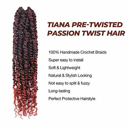 Picture of Toyotress Tiana Passion Twist Hair Pre-Twisted 8 Packs 12 strands/pack) Pre-Looped Passion Twists Crochet Braids Made Of Bohemian Hair Synthetic Braiding Hair Extension (14 Inch, T1B/350)