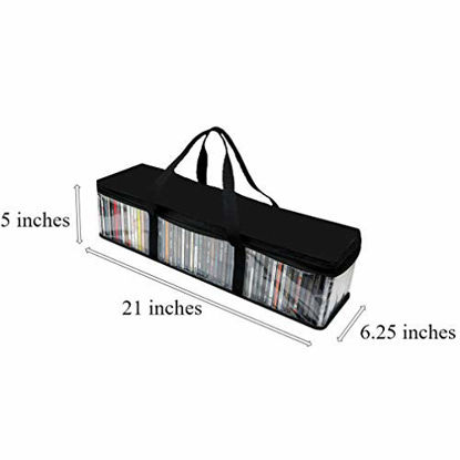 Picture of Evelots CD Storage Bag-Zip Clear-Handles-Hold 200 CD's Total-Black Top-Set/4